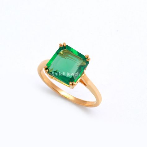 "RING DETAIL Metal : 925 sterling silver Center stone :Lab Emerald Size of stone : 10mm Shape : Octagon About gems stone Emerald Emerald is a valuable gemstone that is likewise referred to by different names, for example, \"Panna\", \" Zamarrud\", \"Maragdam\", and \"Greenstone\" The tone changes from green to greenish-blue. It has a place with the mineral Beryl, the green is brought about by the presence of chromium, vanadium or iron (or any blend of those three components) and incorporates sea Engagement Ring Minimalist, Star Ruby Ring, Art Deco Emerald Ring, June Birthstone Ring, Minimalist Engagement Ring, Freshwater Pearl Ring, Tiny Rings, Promise Ring Gift, Lab Created Emerald