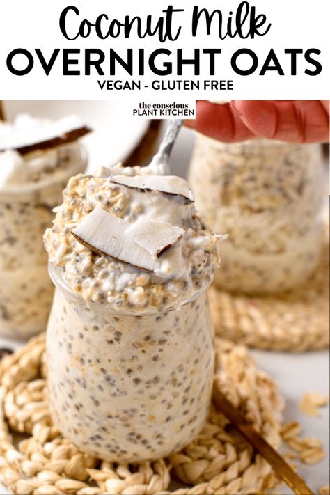 This Overnight Oats with Coconut Milk is the easiest, healthy breakfast with a dreamy creamy coconut texture. Coconut lovers, this breakfast is for you. Coconut Milk Breakfast Recipes, Overnight Oats Coconut Milk, Coconut Milk Overnight Oats, Overnight Oats With Coconut, Overnite Oats, Dairy Free Overnight Oats, Coconut Creme Pie, Rolled Oats Recipe, Coconut Milk Dessert