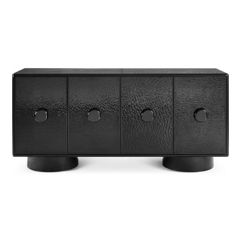 Liang & Eimil Sintra Black Wave Ash Veneer Sideboard Chaise Lounge Bedroom, Sideboard Black, Fire Pit Bbq, Tv Entertainment Units, Black Sideboard, How To Dress A Bed, Furniture Trends, Box Bed, Contemporary Interiors