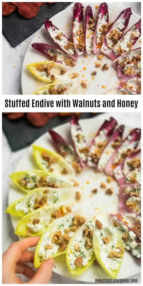 Appetizer Spoons Recipes, Stuffed Endive, Endive Appetizers, Endive Recipes, Fancy Appetizers, Light Appetizers, Guacamole Recipe, Honey Recipes, Healthy Appetizers