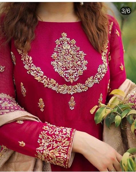 Finest zardozi work Zardosi Work Kurti Design, Zardosi Embroidery Suits Pakistani, Jardoshi Work Design Kurti, Kadai Design, Velvet Dress Designs, Womens Trendy Dresses, Kurti Embroidery Design, Pakistani Fancy Dresses, Pakistani Fashion Party Wear