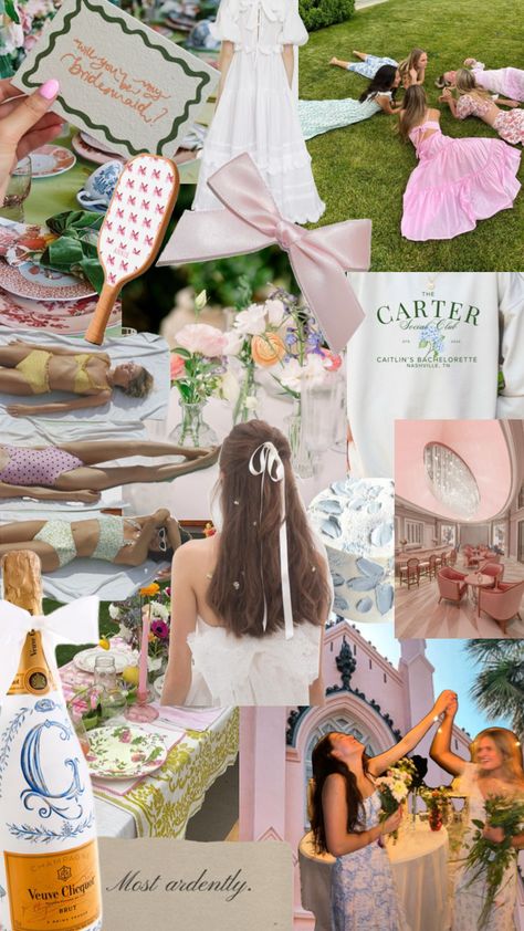 #gardenparty #gardenpartybachelorette #nature #charleson #bachelorette #bacheloretteinspo #classybachelorette #bows #flowers #floweraesthetic #bowaesthetic #gardenpartyaesthetic Whimsical Bachelorette Party, Floral Bachelorette, Most Ardently, Nashville Bachelorette, Nashville, Champagne, Floral