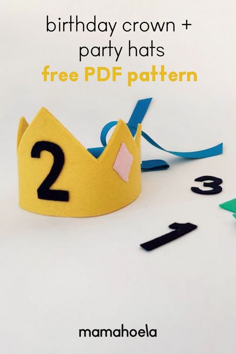 Birthday Crown Template Free Printable, How To Make A Birthday Hat, Birthday Crown Pattern, Felt Birthday Crown Diy, Diy Felt Crown, Birthday Crown Diy, Diy Birthday Hat, Crown Pdf, Diy Party Hat