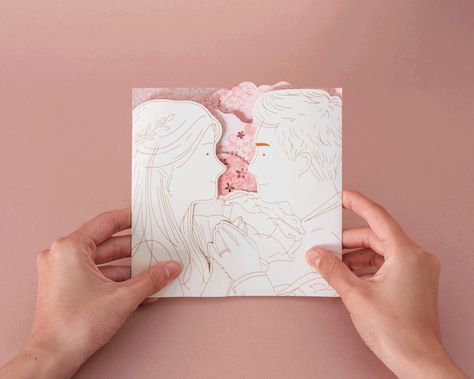 Interactive Invitation, Pop Up Invitation, Unique Wedding Cards, Wedding Drawing, Paper Cutout Art, Cat Wedding, Wedding Invitation Video, Easy Paper Crafts Diy, Wedding Menu Cards