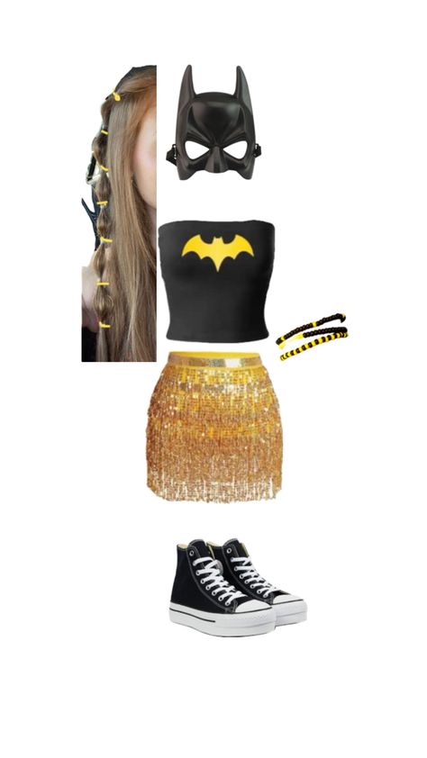 Cute Batman Halloween Costumes, Batman Halloween Costume Girl, Diy Batgirl Costume Women, Batwoman Halloween Costume, Halloween Costumes Superhero Women, Batman Costume Woman, Batman And Robin Costume For Women, Bat Girl Costume Women, Batman Costume Women Diy