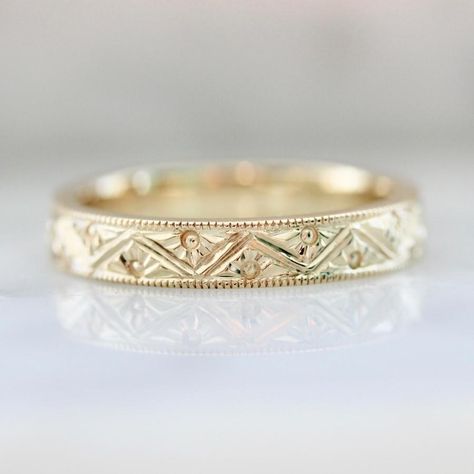 Plain Gold Wedding Bands, Repetitive Patterns, Filigree Wedding Ring, Gold Wedding Bands Women, Couple Band, Eternity Rings, Solid Gold Band, Vintage Wedding Band, Gold Sun