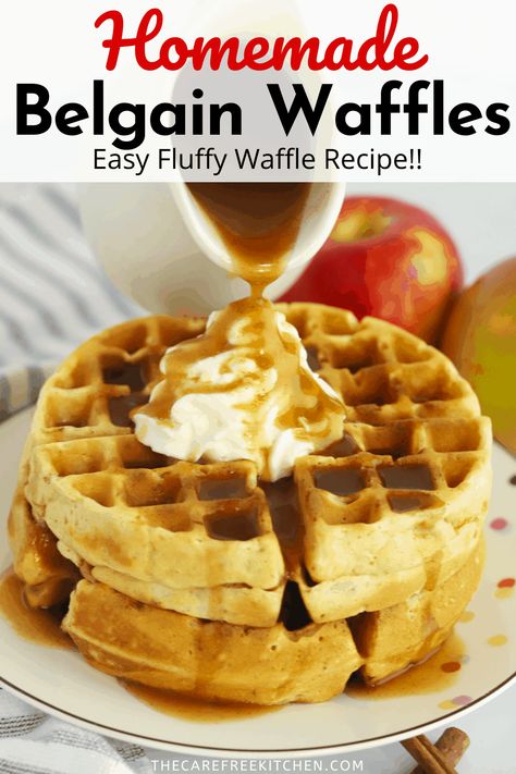 Belgium Waffle Recipe, Easy Belgian Waffle Recipe, Best Belgian Waffle Recipe, Waffle Batter Recipe, Best Waffle Recipe, Apple Cider Syrup, Belgian Waffles Recipe, Easy Waffle Recipe, Brown Sugar Butter