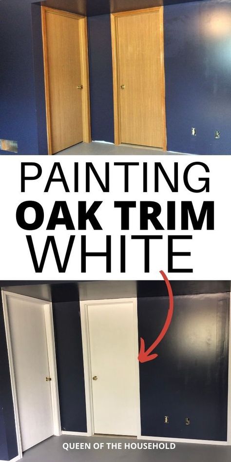 If you are ready to update your oak trim, you may want to consider painting it white. Here are the step by step tips for updating a 1990's home with oak trim. It's an easy way to update the decor of your home especially if you want to save money and DIY your home. House With Oak Trim, Home With Oak Trim, Painting Oak Trim, Decorate A House, Oak Trim, White Queen, Clever Hacks, Diy Organization, Concrete Floors