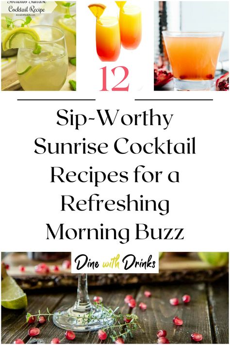 Collage of 4 sunrise cocktails. Morning Drinks Alcohol, Morning Alcoholic Drinks, Morning Cocktails, Breakfast Beverages, Tailgate Drinks, Morning Cocktail, Sunrise Cocktail, Healthy Hydration, Morning Drinks