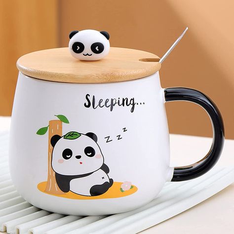 Kawaii Mug Panda Mug, Panda Items, Kawaii Cups, Panda Birthday, Panda Gifts, Cute Coffee Cups, Funny Cups, Creative Gifts For Boyfriend, Coffee Cup Design