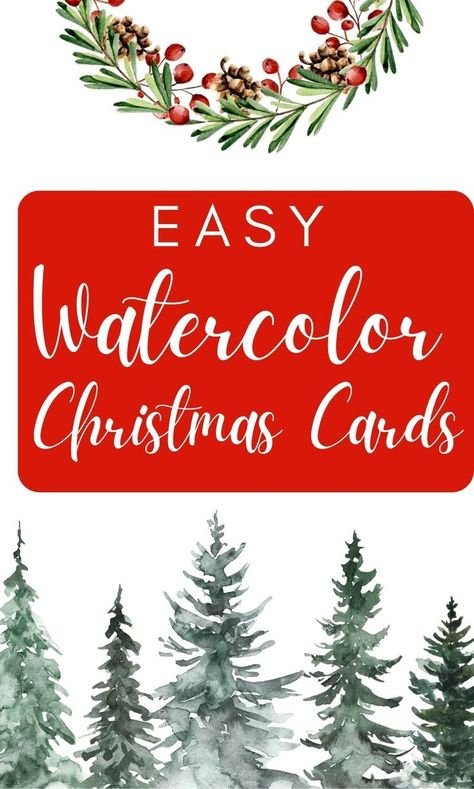 Hand Painted Christmas Cards Diy, Water Colored Christmas Cards, Paint Your Own Christmas Cards, Making Watercolor Cards, Watercolor Stampin Up Cards, Holiday Watercolor Art, How To Make Your Own Christmas Cards, Watercolor Christmas Art Free Printable, Watercolor Pencil Christmas Cards