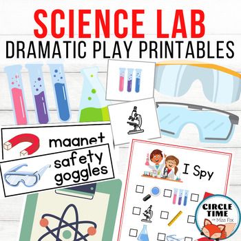 Fun science lab dramatic play printables and activities for preschool, prek, and kindergarten! Fun props for your scientist set-up with related activities that your little ones will love. You receive:24 Page PDFVariety of full color, themed signs, props, and activitiesBlack line printablesIncluded in this pack:Science Lab signOpen/closed foldable tent signName tags (4 designs)Props for pretend play (7pgs)Word cardsPicture cardsI Spy game (full and half page)Scientist notes sheetScientist themed Fair Activities For Preschool, Scientist Activities For Preschool, Science Dramatic Play Preschool, Scientist Dramatic Play Preschool, Science Lab Dramatic Play Preschool, Easy Small Group Activities Preschool, Scientist Dramatic Play, Science Lab Dramatic Play, Mad Scientist Classroom