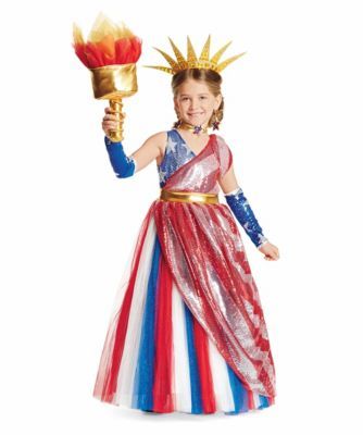 lady liberty girls costume Usa National Costume, Rainbow Dash Halloween Costume, Lady Liberty Costume, Archer Costume, Usa Costume, Flapper Costume Halloween, Up Halloween Costumes, Costume For Girls, Lace Costume