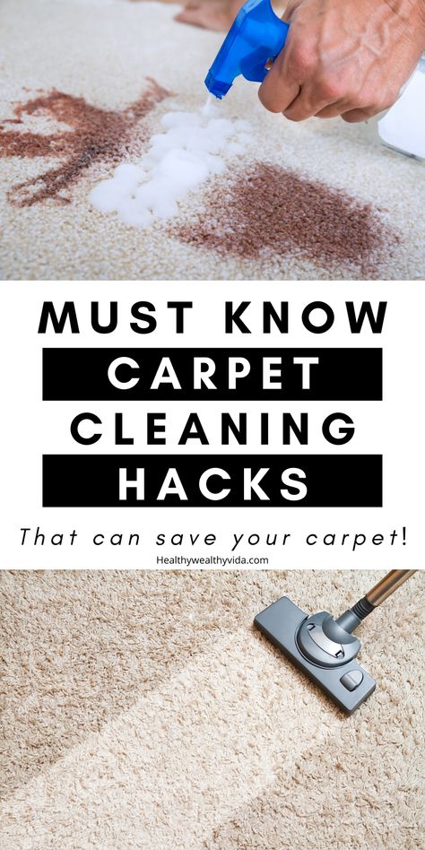 Stains, pet urine, and everyday wear and tear wrecks havoc on your carpets. Luckily there are some easy carpet cleaning hacks that can get rid of urine odor, eliminate stains and make your carpets look like new.  #carpetcleaning #cleaningtips #carpets #homehacks Best Carpet Cleaning Solution, Cleaning Rugs, Homemade Carpet Cleaning Solution, Homemade Carpet Cleaner, Carpet Cleaner Homemade, Diy Carpet Cleaner, Carpet Cleaning Solution, Easy Cleaning Hacks, Homemade Cleaning Solutions