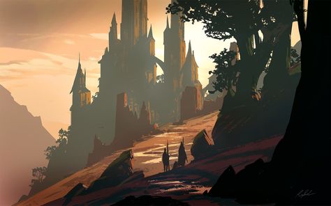 -- Share via Artstation iOS App, Artstation © 2017 Raphael Lacoste, Castle Painting, Iconic Artwork, Fantasy Background, Landscape Concept, Historical Painting, Fantasy Castle, Fantasy Setting, Fantasy Places