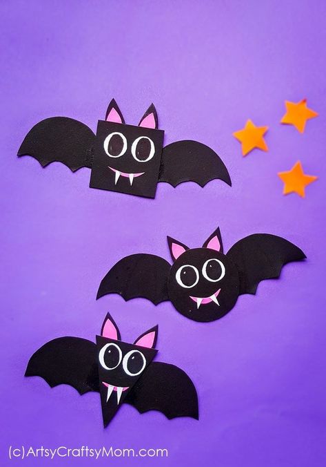 Bats Crafts Preschool, Halloweenpyssel Barn, Halloween Bats Crafts, Paper Bats, Uhyggelig Halloween, Bat Craft, Craft For Preschoolers, Halloween Crafts Preschool, Halloween Crafts For Toddlers