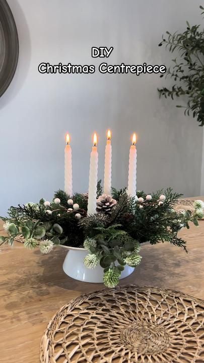 Anna ✨ Home, hacks & cleaning on TikTok Christmas Centrepiece Ideas, Christmas Table Centrepiece, Plate And Bowl Set, Diy Christmas Table, Christmas Centers, Candle Cups, Hosting Christmas, Christmas Centerpieces Diy, Gorilla Glue