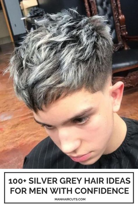 Hair Color Ideas Men Highlights, Mens Hairstyles With Color, Men Gray Hair Dye, White Hair Color For Men, Dyed White Hair Men, Men White Highlights Hair, Hair Color For Men Highlights, Men Color Hair Ideas, White Hair Colour Men