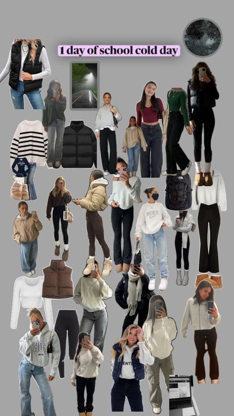 some outfits for a cold day x Outfits For A Cold Day, Cold Day Outfits For School, Cold Day Outfit For School, Cold Day Outfits, First Day Of School Outfit, Outfits For School, Day Outfits, 1st Day Of School, School Outfit