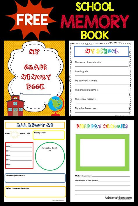 Use this free school memory book to capture your children's end of school year memories.  Free printables included! School Memory Binder, School Memory Book, School Year Memories, Memory Book School, School Keepsake, 4 Grade, Child Education, Future School, Words That Describe Me