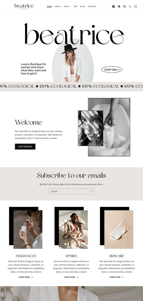 Ecommerce Template Design, White And Black Website Design, Fashion Designer Website Design, Aesthetic Shopify Website, Black And White Website Inspiration, High Fashion Website Design, Silver Website Design, Modern Luxury Website Design, Shopify Templates Ecommerce Websites