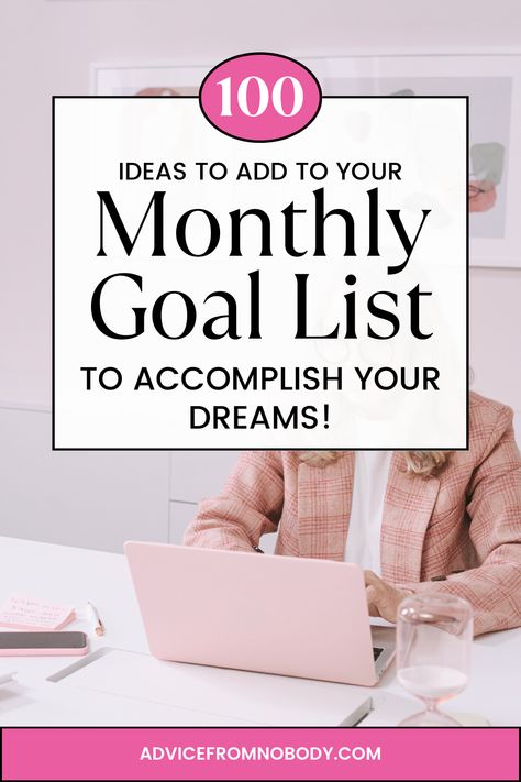 Want to learn how to set monthly goals. We have lots of good monthly goals to set every month! New month, new goals ideas to set! Ideas for goals to set every month. If you want to make some big changes in your life, start by setting monthly goals. Here are 100 monthly goal ideas you can try right now! Deciding what your goals should be can be challenging. With this list of monthly goal ideas, you’ll be inspired to be intentional with the goals you set for yourself. Use these personal goal ideas Goal List Ideas, 6 Month Goal Plan, May Goals, Monthly Goal Setting, New Month New Goals, Goals To Set, Goal Ideas, Goals Setting, Goals Ideas