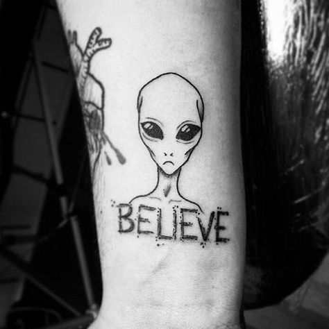 Believe Tattoos, Ufo Tattoo, Ink Link, Tattoos Instagram, Alien Tattoo, Tatuaje A Color, Space Tattoo, Inspirational Tattoos, Tattoo Artist