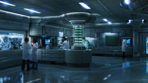 Medical Research Lab, Chris Caldow on ArtStation at https://www.artstation.com/artwork/QE46x Lab Astethic, Biotechnology Aesthetic, Space Laboratory, Laboratory Illustration, Scifi Lab, Laboratory Aesthetic, Futuristic Lab, Future Environment, Background Hospital