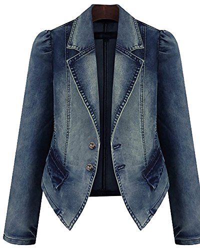 Denim Blazer Women, Long Winter Coats Women, Jeans Blazer, Vintage Jean Jacket, Long Sleeve Denim Jacket, Jean Vintage, Blazer Jeans, Denim Blazer, Jeans Casual