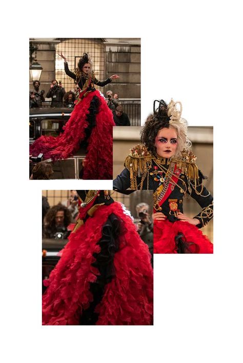 Cruelly Outfits, Upcycle Curtains, Cruella Outfits, Revenge Outfits, Cruella 2021, British Costume, Platform Combat Boots, Eccentric Style, Cruella Deville