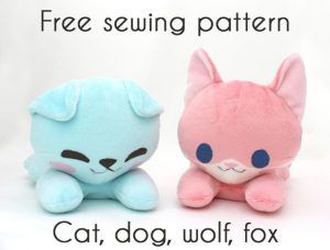 Free Sewing Pattern: Plushie Cat, Dog, Wolf, & Fox | I Sew Free Wolf Stuffed Animal, Dog Wolf, Monster Anime, Monkey Stuffed Animal, Dog Stuffed Animal, Plushie Patterns, Sewing Stuffed Animals, Stuffed Animal Cat, Free Sewing Pattern