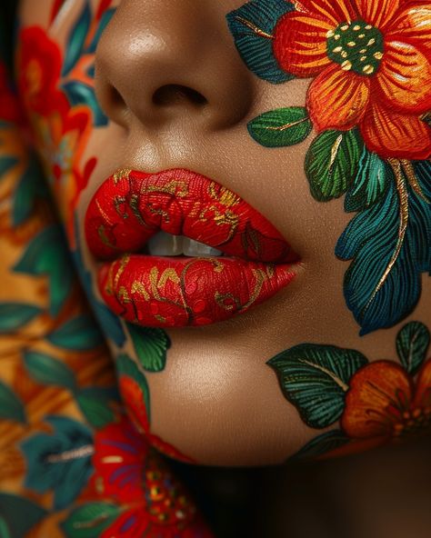 Floral Illustration Art, Surreal Photos, Elements And Principles, New Media Art, Lipstick Set, Tarot Art, Lip Art, Costume Makeup, Creative Portraits