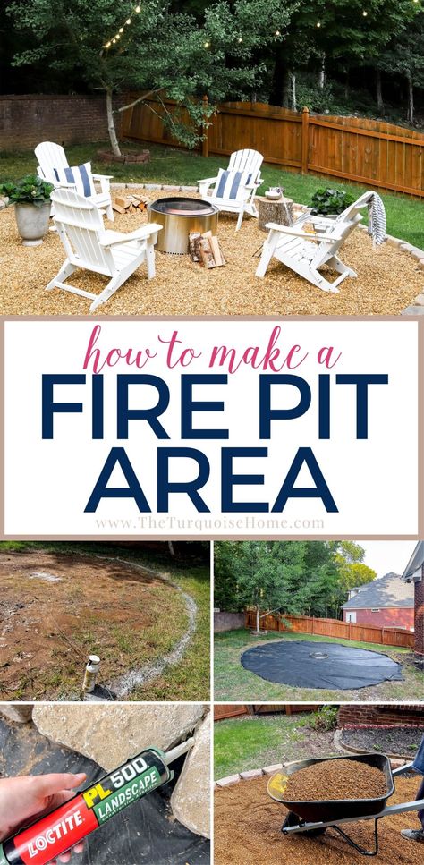 Diy Fire Pit Cheap Easy Simple, How To Build A Fire Pit With Seating Area, Easy Diy Fire Pit Area, Build A Fire Pit Area, Cheap Easy Fire Pit Ideas, Easy Diy Backyard Fire Pit Area, Diy Cheap Fire Pit Ideas, Simple Backyard Seating Areas, Fyi Fire Pit