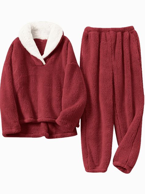 PRICES MAY VARY. 100% Polyester Pull On closure Machine Wash Features: Croal fleece pajama set, Flannel sleepwear set, winter warm loungewear 2 piece pjs set, thick coral velvet women's pajamas. Design: Women's coral fleece two-piece pajamas, using thick double-sided flannel, long fleece inner layer heat conduction, short fleece outer layer heat storage cycle temperature. The package contains: The two-piece fluffy pajama set is a combination of 1 sweater top and 1 pair of plush pants. The fluffy Fluffy Pajama Pants, Fluffy Pajamas, Fuzzy Loungewear, Dark Pajamas, Fleece Pjs, Warm Pajamas, Pajamas For Women, Winter Pajamas, Pants Loose