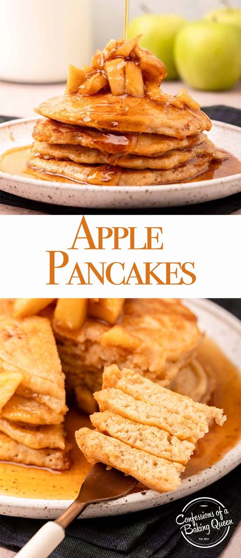 Looking for a tasty breakfast option? Try this delicious apple pancakes recipe! Made with fresh apples and warm spices, these pancakes are the perfect way to start your day. Fresh Apple Pancakes, Apple Spice Pancakes, Apple Pancakes German, The Best Pancake Recipe, Pear Waffles, Apple Topping For Pancakes, Apple Pancakes Healthy, Chocolate Breakfast Recipes, Weekend Breakfast Recipes