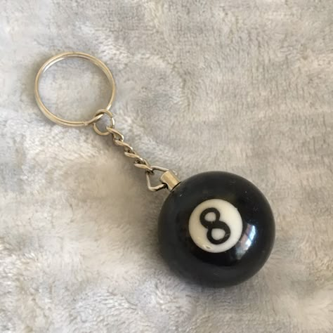 Black Eight Ball Pool 3d Key Chain Nwt With Silver Toned Metal Alloy Key Ring And Medium Link Chain. Measures 3.50” Long And Pool Ball Is 1.25” Wide, Medium Weight. From Shipping Pool Balls Have A Small Gouge, One On Each So Please Examine Photos Carefully. Cool Mens Or Womens Accessory!! Nwt Acssesories For Men, Pool Ball Keychain, Eight Ball Keychain, Men Outfit Accessories, Key Chain Charms, 8ball Keychain, Men Accessories Aesthetic, Vintage Keychains, Cool Keychain