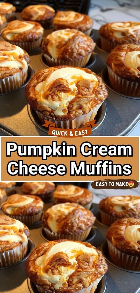 These decadent pumpkin cream cheese muffins are topped with sweet cream cheese that melts into the tops as they bake. Ready in just 30 minutes, these moist pumpkin muffins will be a new family favorite! Cream Cheese Pumpkin Pound Cake, Pumpkin Apple Strudel Muffins, Pumpkin Zucchini Cream Cheese Muffins, Pumpkin Muffin With Cream Cheese Filling, Pumpkin Crème Cheese Muffins, White Chocolate Pumpkin Muffins, Pumpkin Pie Muffins Easy, Pumpkin Muffins Using Yellow Cake, Large Pumpkin Muffins