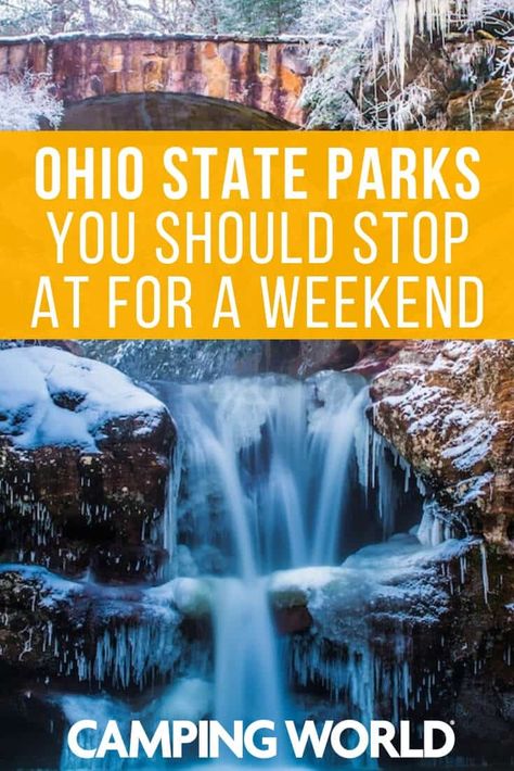 While an Ohio state park might not be the first thing you think of when you think an epic weekend adventure, you’ll likely be surprised by what the following parks have in store. Here are some Ohio state parks you should stop at for a weekend. #ohio #stateparks #rving #rvlife #camping #rvcampers #rvliving #camper #camperlife Ohio State Parks, Camping In Ohio, Hocking Hills State Park, Ohio Travel, Family Camping Trip, Beautiful Waterfalls, Camping World, Family Camping, Camping And Hiking