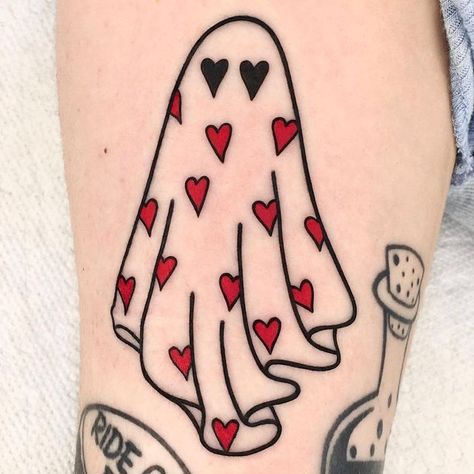 Ghost Tattoo, Patchwork Sleeve, Harry Potter Tattoos, Spooky Tattoos, Heart Tattoo Designs, Tattoo Portfolio, Old Tattoos, Halloween Tattoos, Baby Tattoos