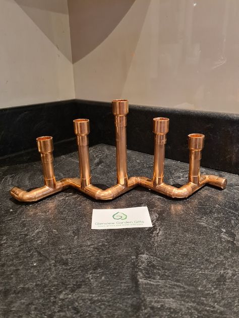 Copper Pipe Candle Holder, Pipe Candle Holder, Copper Pipe Fittings, Heart Shaped Candles, 4 Arms, Copper Candle, Tapered Candles, Social Action, Copper Decor