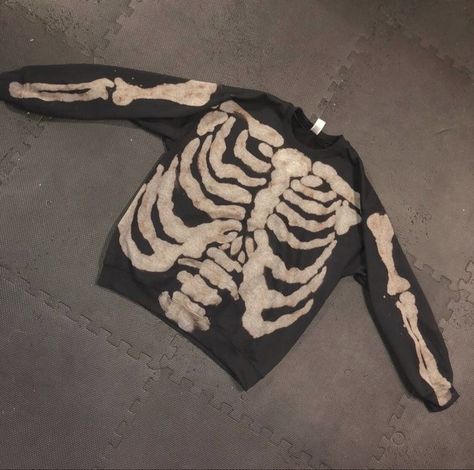 Skeleton Bleach Hoodie, Bleaching Hoodie, Bleach Skeleton Hoodie, Bleached Skeleton Hoodie, Bleach Art Clothes, Bleached Hoodie, Style Alt, Skeleton Clothes, Skeleton Sweater