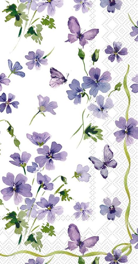 PRICES MAY VARY. 3-PLY PAPER NAPKINS: Package of 16 premium quality paper napkins FOR DINNER TABLES AND BUFFETS: Napkins measure 8.5 x 4.5-inches (folded size), also great as guest towels in a powder room FESTIVE TABLE DÉCOR: Purple butterflies flutter among purple spring flowers on white background SOFT AND STRONG: Sturdy napkins with a smooth feel; printed in Germany with non-toxic, water soluble dyes EASY TO COORDINATE: Combine with solid plates and coordinating IHR napkins from Boston Intern Purple Spring Flowers, Purple Spring, Diy Bouquet, Purple Butterfly, Decoupage Paper, Guest Towels, Cute Wallpaper Backgrounds, Paper Napkins, Ink Color