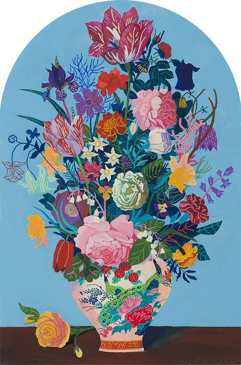 Andy Dixon, "Blue Bouquet (Gravestone)". 30" X 45", 2018. Andy Dixon, Creation Art, Art Curator, Art Google, Art And Architecture, Painting Inspiration, Aesthetic Art, Floral Art, Painting & Drawing