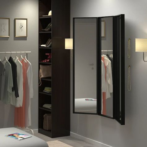 NISSEDAL Mirror combination, black, 51 1/8x59" - IKEA Nissedal Mirror, Ikea Nissedal, Luxurious Dressing Room, Combination Color, Condo Decor, Ikea Mirror, Trifold Mirror, Clothes Shirt, Big Mirror