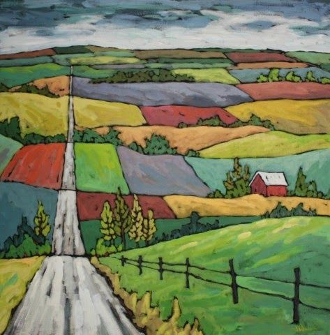 Farmland landscapes using perspective Farmland Drawing, Lukisan Lanskap, Folk Art Paintings, 4th Grade Art, 5th Grade Art, Color Collage, Landscape Quilts, Perspective Art, Homeschool Art