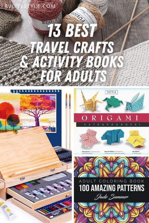 Whether you have a long road trip ahead or want to keep your mind busy in the RV, here are the best travel crafts and activity books for adults. via @rvlifestylemike Crafts That Travel Well, Diy Travel Games For Adults, Airplane Crafts For Adults, Crafts To Do In The Car For Adults, Crafts To Do While Traveling, Plane Activities For Adults, Travel Crafts For Adults, Road Trip Activities For Adults, Crafts To Do In The Car