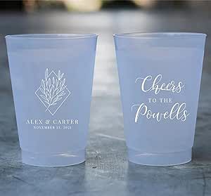 Custom Frosted Wedding Cups Personalized Frosted Wedding Cups 100pcs Custom Disposable Cups 12oz Personalized Shatterproof Cups, Modern Wedding Cups, Party Cups, Bridal Shower Cups (12oz) Custom Disposable Cups, Custom Wedding Cups, Bridal Shower Cups, Frosted Wedding Cups, Wedding Cups Personalized, Wedding Drinkware, Cup Favors Wedding, Modern Wedding Theme, Frosted Cup