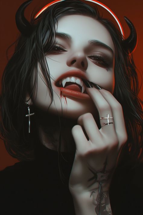 Vampire Portrait, Mujeres Tattoo, Vampire Pictures, Female Demons, Evil Tattoos, Dark Beauty Photography, Old Makeup, Gothic Vampire, Vampire Girls