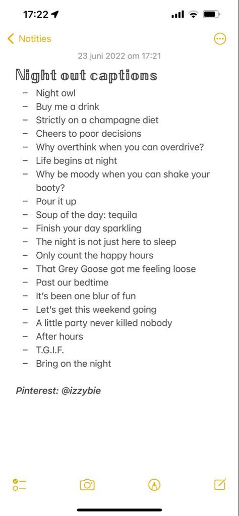 Night out captions 💃🏼 Drink With Friends Quotes, Instagram Captions Late Nights, Quotes About Night Out, Quotes About Last Night Party, Caption For Going Out, Insta Caption For Night Photos, Captions For Drinks Instagram, Friends Night Out Captions Instagram, Nighttime Captions For Instagram