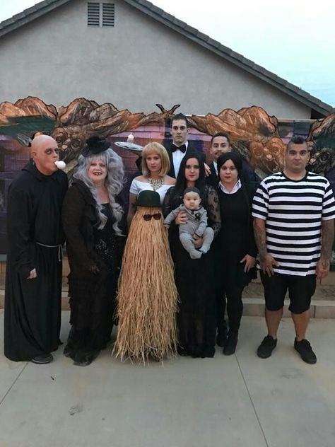 Addams Family Costume Adams Family Granny Costume, Adams Family Hand Costume, Addams Family Costumes Group, Adam’s Family Costumes Family, Adam’s Family Family Costume, Addams Family Grandma Costume, Adams Family Costume Ideas, Thing Costume Addams Family, Grandmama Addams Costume Diy